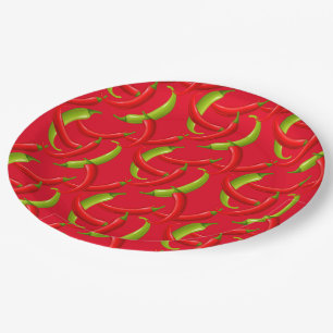 Mexican Fiesta Hot Chilli Peppers Red Paper Plate