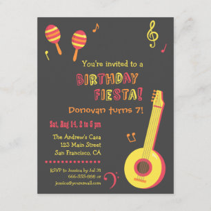 Mexican Fiesta Kids Birthday Party Invitations