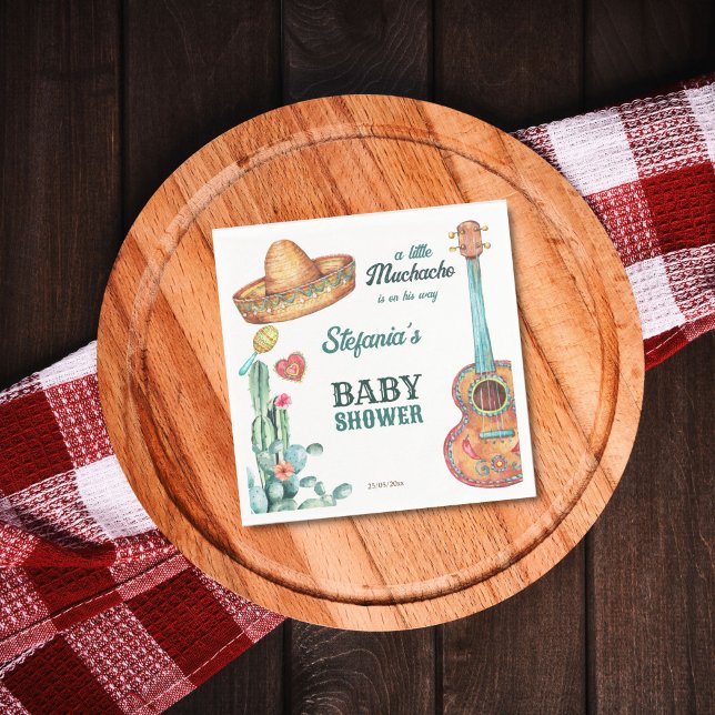 Mexican fiesta little muchacho baby shower templat napkin (Mexican fiesta little muchacho baby shower template napkins personalized baby shower tableware )
