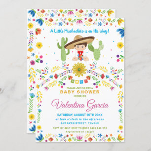 Mexican Fiesta Little Muchacho Boy Baby Shower  In Invitation