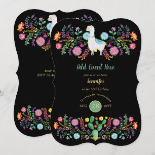 Mexican Fiesta Llama Folk Flowers Cacti ANY EVENT Invitation