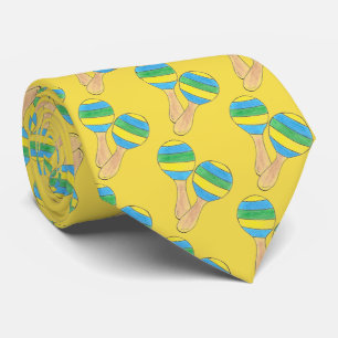 Mexican Fiesta Maracas Music Cinco de Mayo Yellow Tie