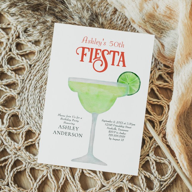 Mexican Fiesta Margarita Cocktail Birthday Party Invitation (Creator Uploaded)