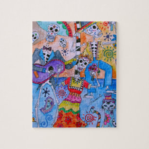 MEXICAN FIESTA Mariachi Cats Calavera Jigsaw Puzzle