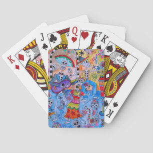 MEXICAN FIESTA Mariachi Cats Calavera Playing Cards