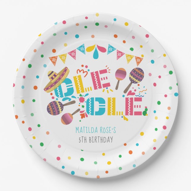 Mexican Fiesta Ole Ole Personalised Paper Plate (Front)