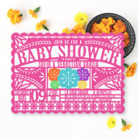 Mexican Fiesta Papel Picado Flag PINK Baby Shower