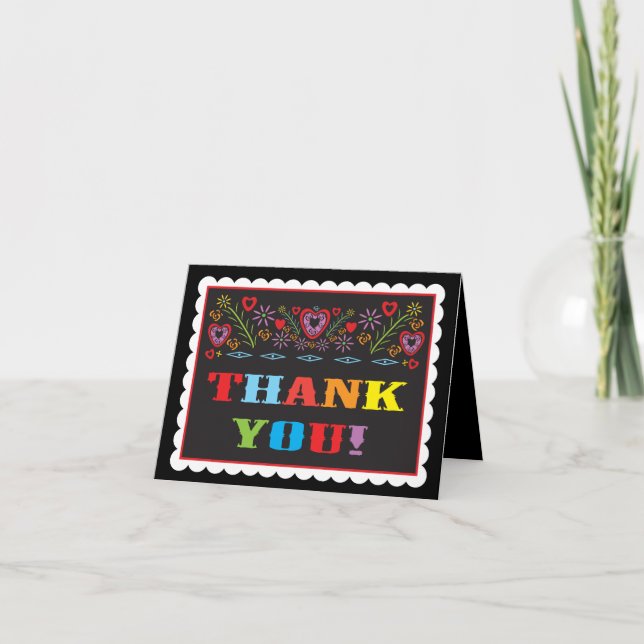 Mexican Fiesta Papel Picado Thank You note cards (Front)