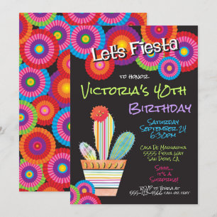 Mexican Fiesta Paper Flowers cactus invitations