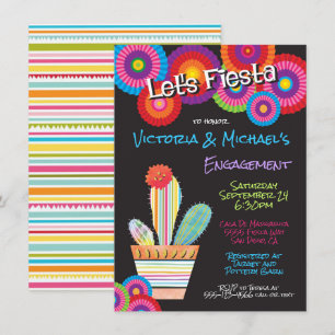 Mexican Fiesta Paper Flowers cactus invitations