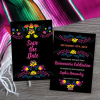 Mexican Fiesta Party Black Floral