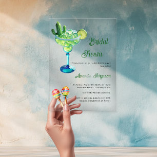 Mexican fiesta party green clear Bridal Shower Acrylic Invitations