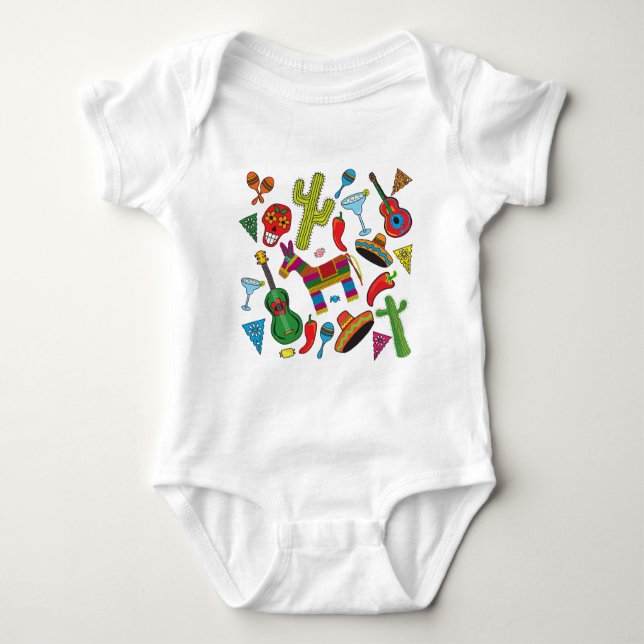 Mexican Fiesta Party Images Baby Bodysuit (Front)