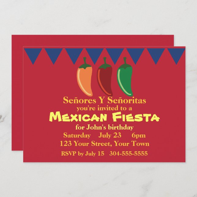 Mexican Fiesta Party Invitation (Front/Back)