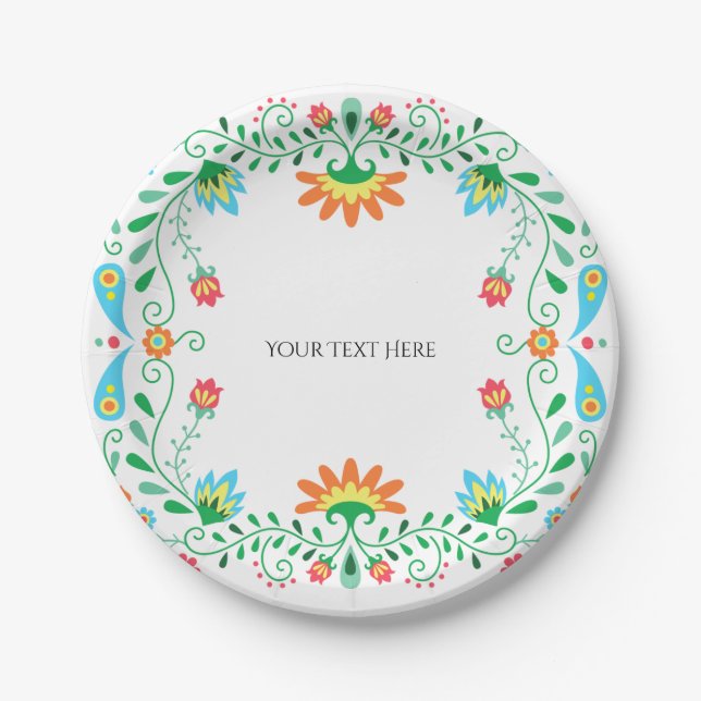 Mexican Fiesta Party Paper Plates (Front)