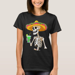 Mexican fiesta party skeleton sombrero cinco de T-Shirt