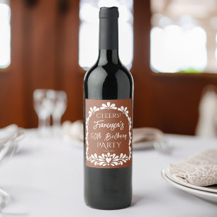 Mexican fiesta party terracotta talavera custom wine label