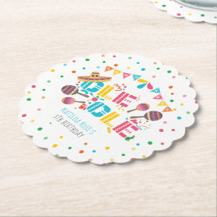 Mexican Fiesta Personalised Birthday Paper Coaster