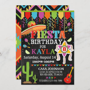 Mexican Fiesta Pinata Party Bright Colours Birthda Invitation