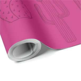 Mexican Fiesta Pink Cactus Wrapping Paper