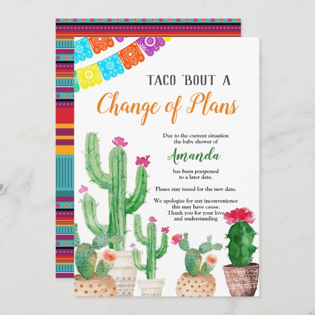 Mexican Fiesta Postponed Baby Shower Announcement (Front/Back)