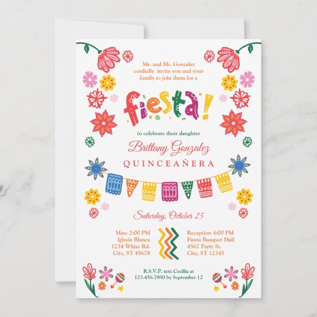 Mexican Fiesta Quinceañera Invitation (Front)