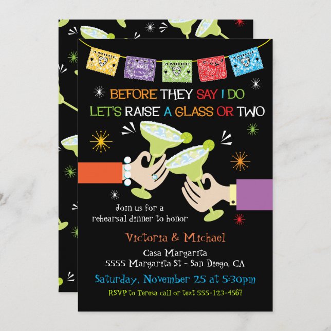 Mexican Fiesta Rehearsal Dinner Invitation (Front/Back)