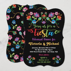 Mexican Fiesta Rehearsal Dinner with embroidery Invitation