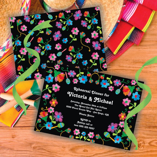 Mexican Fiesta Rehearsal Dinner with embroidery Invitation (Creator Uploaded)