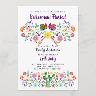 Mexican FIESTA RETIREMENT Birthday Invites Flowers