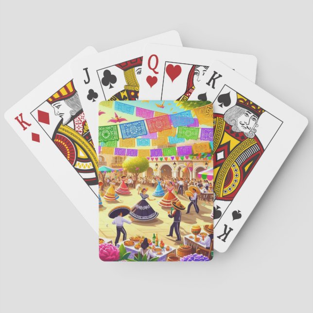 Mexican Fiesta Scene Playing Cards (Back)