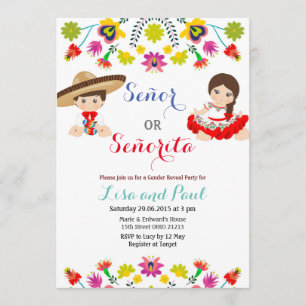 Mexican Fiesta Señor or Señorita Gender Reveal Invitation