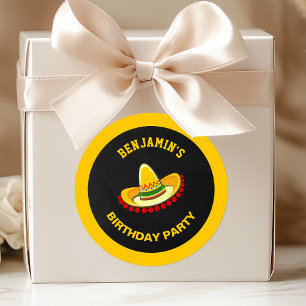Mexican Fiesta Sombrero Birthday Party Favour Classic Round Sticker