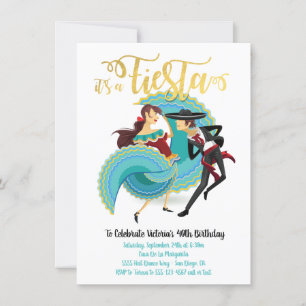 Mexican Fiesta Spanish Dance Couple Birthday Invitation