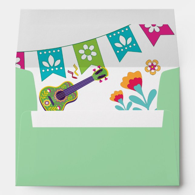 Mexican Fiesta Spanish Guitar Wedding Envelope (Back (Bottom))