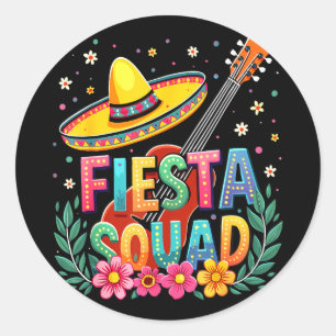 Mexican fiesta squad cinco de mayo matching family classic round sticker