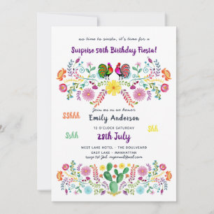 Mexican FIESTA SURPRISE Birthday Invitation Flower