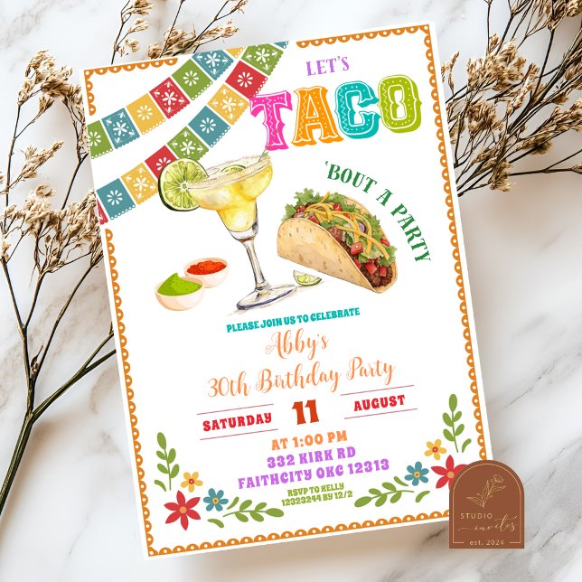Mexican Fiesta Taco bout a party birthday Invitation (Creator Uploaded)