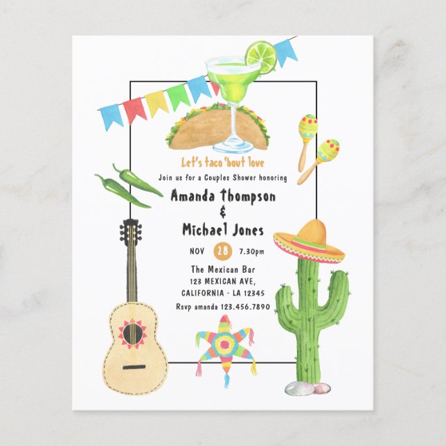 Mexican Fiesta Taco 'bout Love Couples Shower Flyer (Front)
