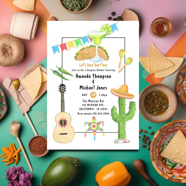 Mexican Fiesta Taco 'bout Love Couples Shower Invitation (Creator Uploaded)