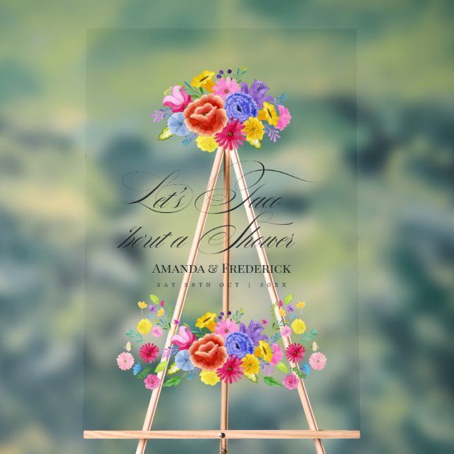 Mexican Fiesta Taco 'bout Love Shower Welcome Acrylic Sign (Neutral)