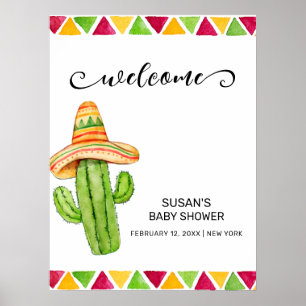 Mexican Fiesta Taco Cactus Baby Shower Welcome Poster