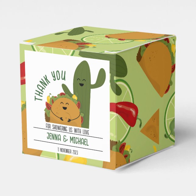 Mexican fiesta taco couples baby shower favour box (Front Side)