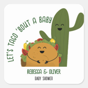 Mexican fiesta taco couples baby shower square sticker
