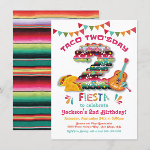 Mexican Fiesta Taco Two'sday Birthday Invitation