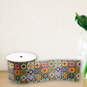 Mexican Fiesta Talavera Tiles  Satin Ribbon