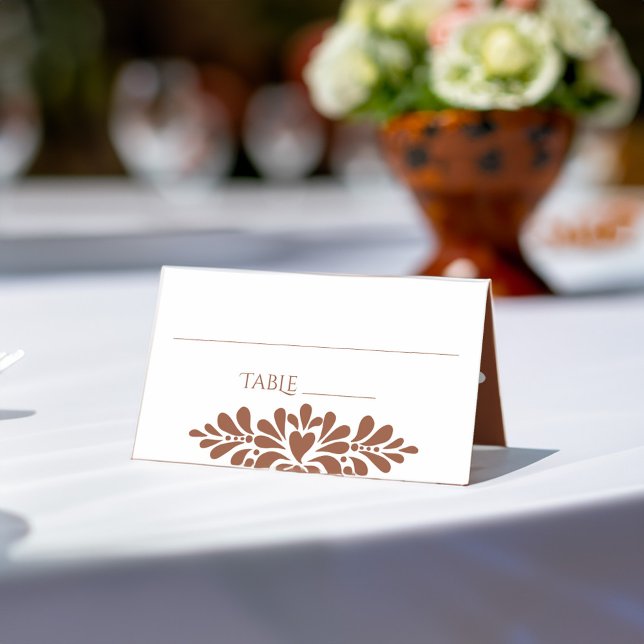Mexican fiesta talavera wedding terracotta boho place card (Mexican fiesta vintage talavera terracotta boho wedding place card)