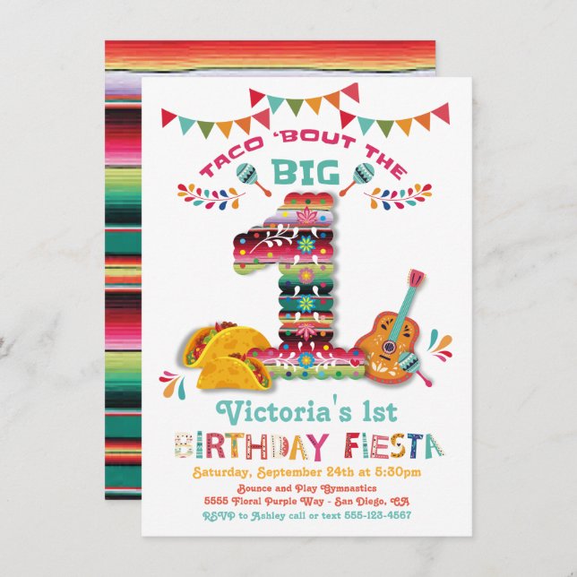 Mexican Fiesta the Big One 1st Birthday Invitation (Front/Back)