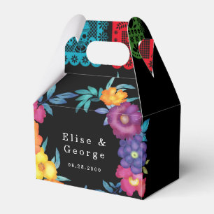 Mexican Fiesta Watercolor Vivid Flowers Wedding Favour Box