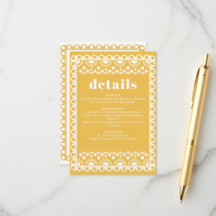 Mexican Fiesta Yellow Papel Picado Boho Wedding Enclosure Card